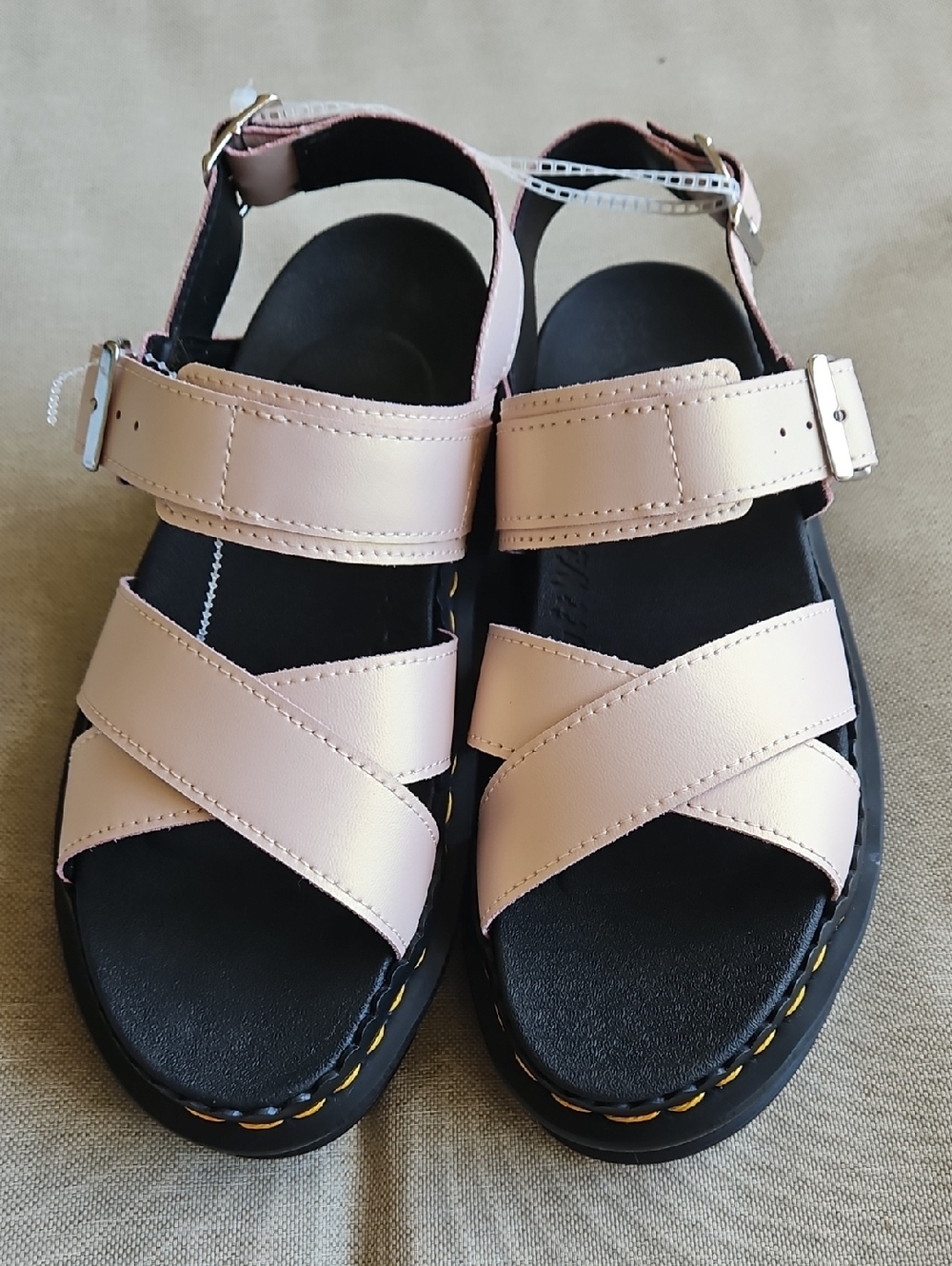 Sz 7- Dr Martins Voss II Chunky Sandals In Opalescent Powder Pink/ Gold - Picture 5 of 9